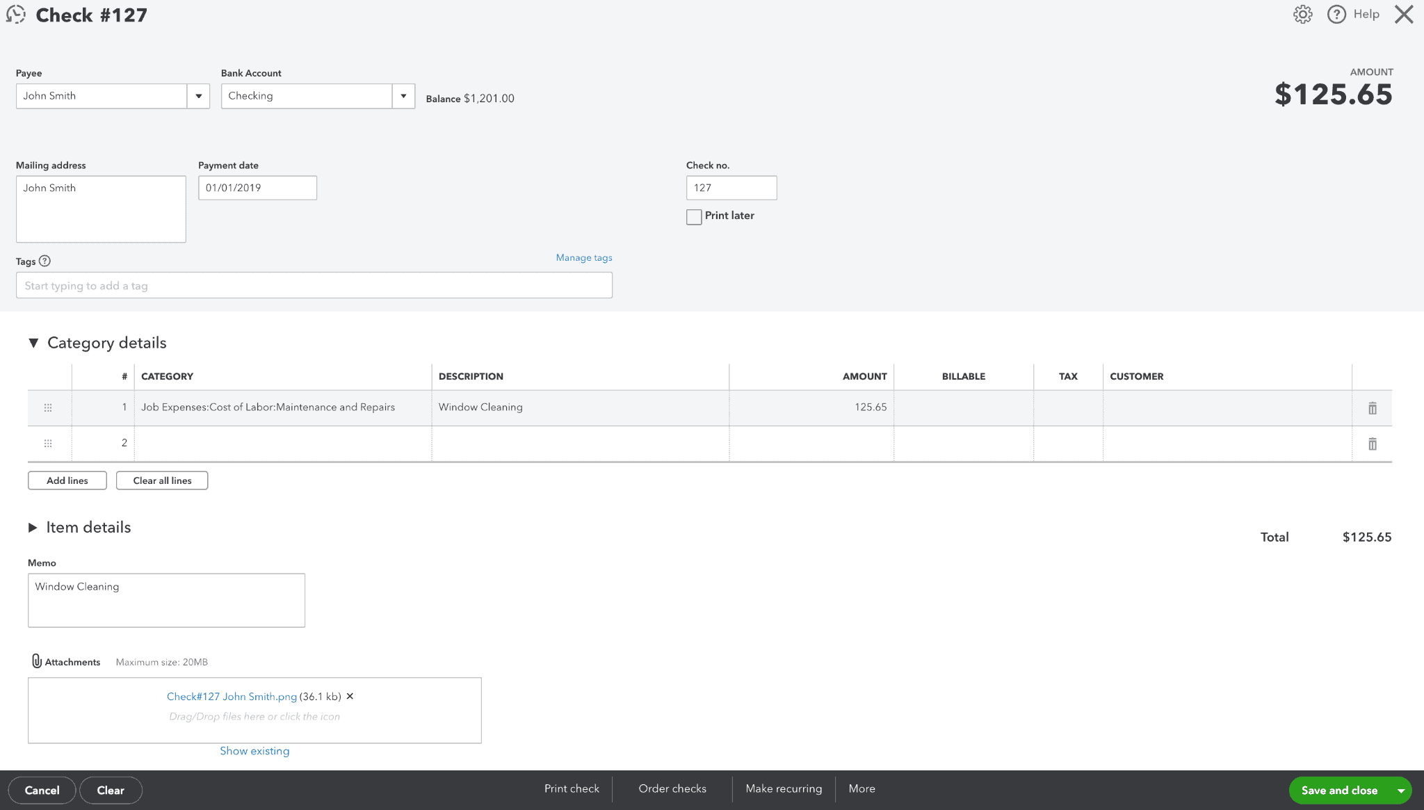 quickbooks-adding-attachments-2 Expense Transaction Receipt 2- One Books