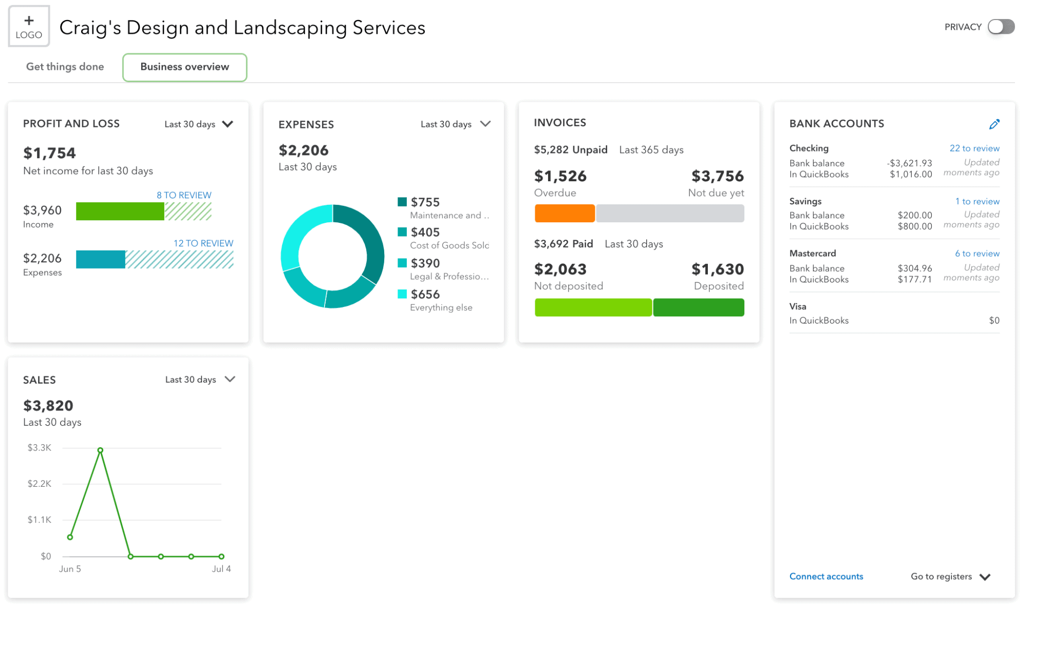 quickbooks-online-dashboard-2 Quick Books Craig's Design and Landscaping Servcies